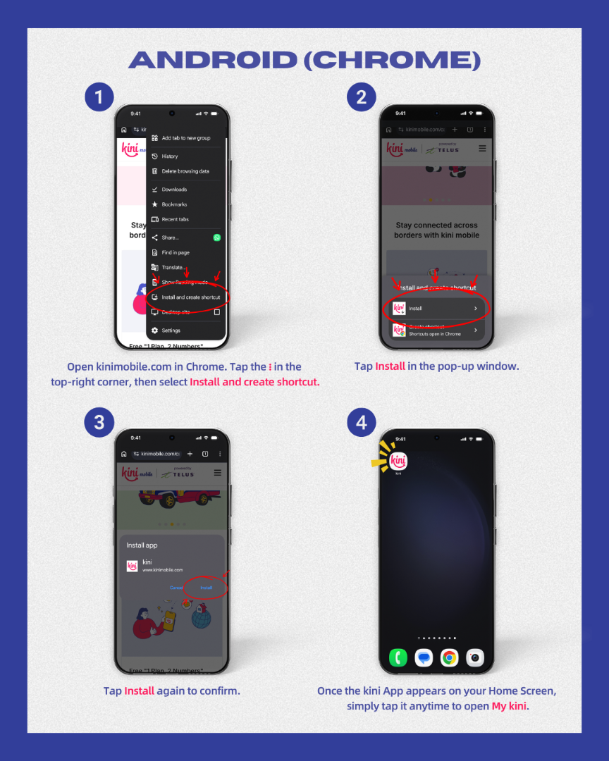 Steps of setting kini app on Android device
